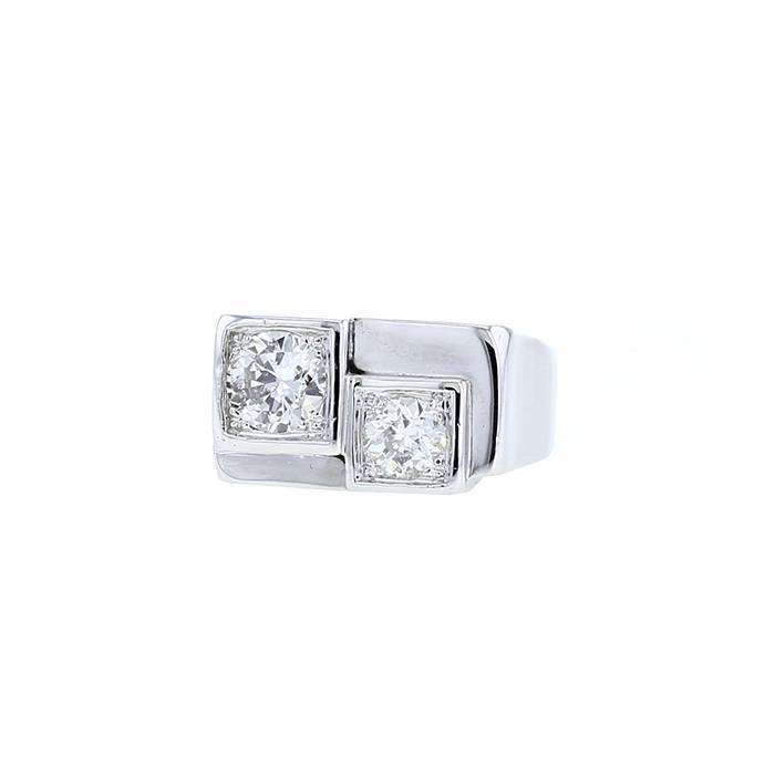 Anillo de sello época años 30 Vintage  de platino y diamantes