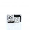 Anello con sigillo Vintage in platino e diamanti - 360 thumbnail