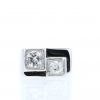Bague chevalière années 1930 Vintage  en platine et diamants - 360 thumbnail