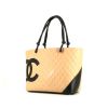 Chanel  Cambon shopping bag  in beige and black quilted leather - 00pp thumbnail