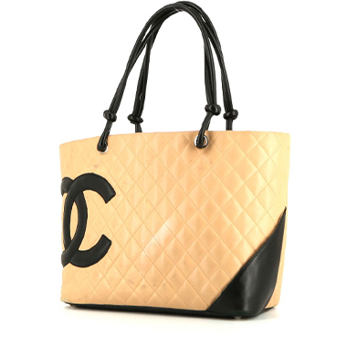 CHANEL White Quilted Leather Ligne Cambon Tote Bag