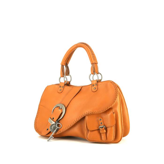 Christian Dior Metallic Gold Ostrich Saddle Bag Small