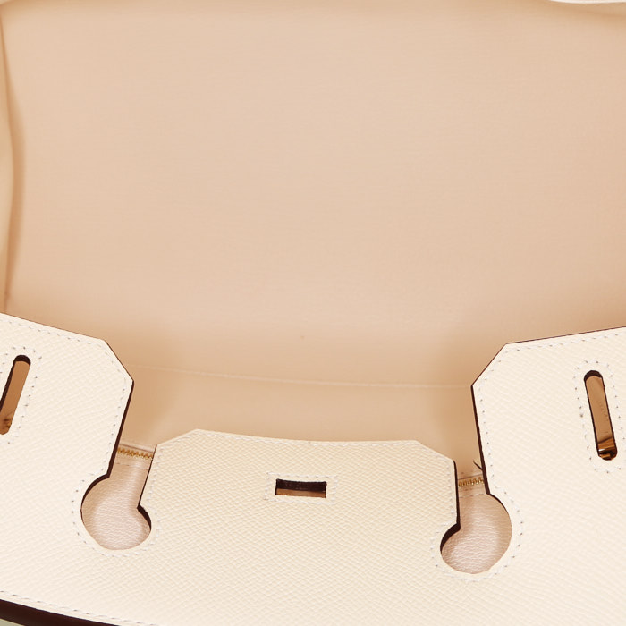 Hermes Birkin 30 cm handbag in white Nata epsom leather - Detail D2