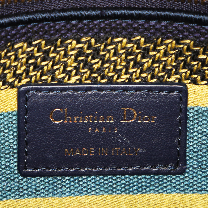 Borsa Dior  Lady Dior in tela blu marino - Detail D4