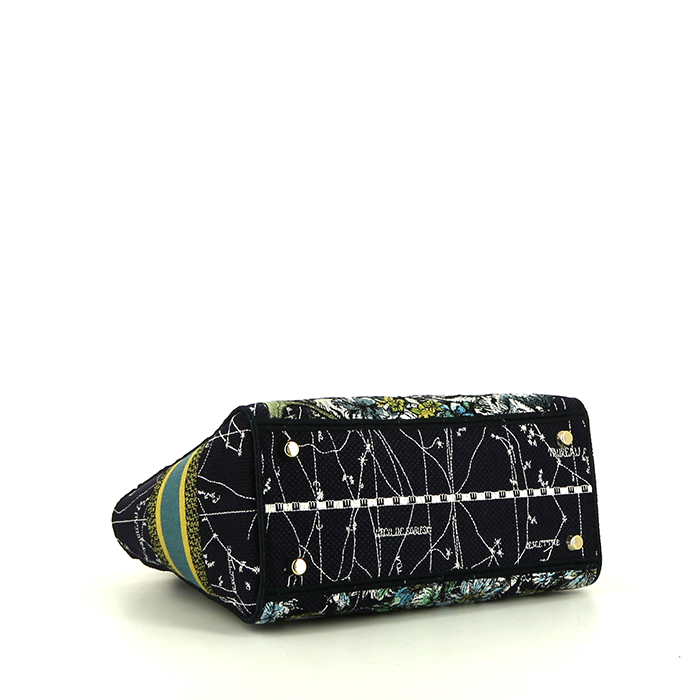 Bolso de mano Dior  Lady Dior en lona azul marino - Detail D5