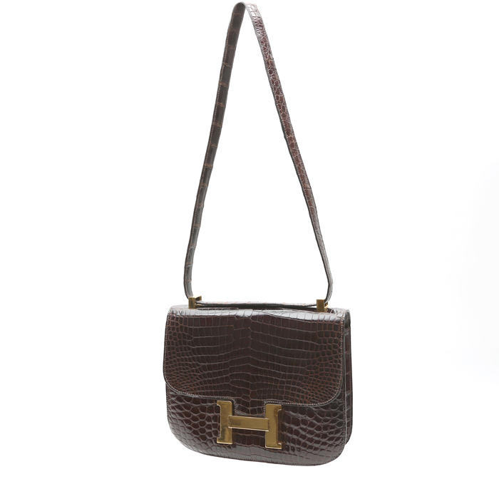 Hermès Constance handbag in havana brown porosus crocodile - Detail D8