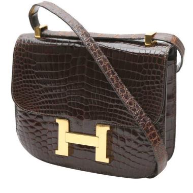 Bolso de mano Hermès  Constance en cocodrilo porosus color habano