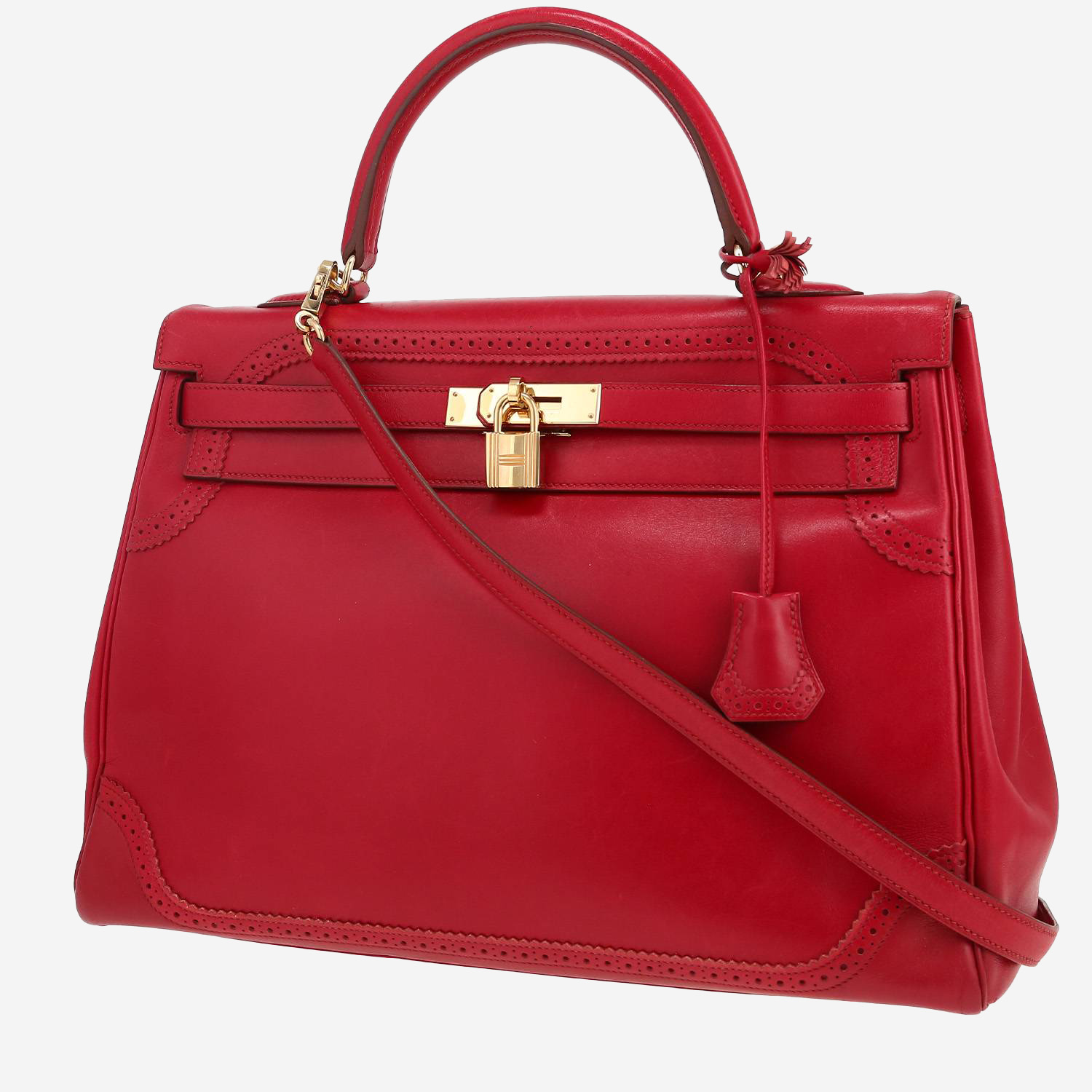 Hermès Kelly Ghillies handbag in raspberry pink box leather