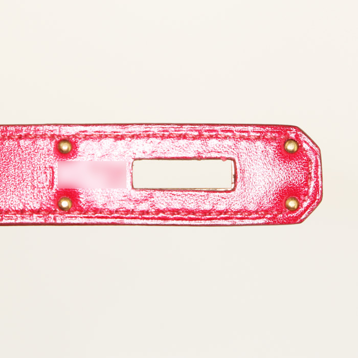 Sac à main Hermès  Kelly Ghillies en cuir box rose-framboise - Detail D5