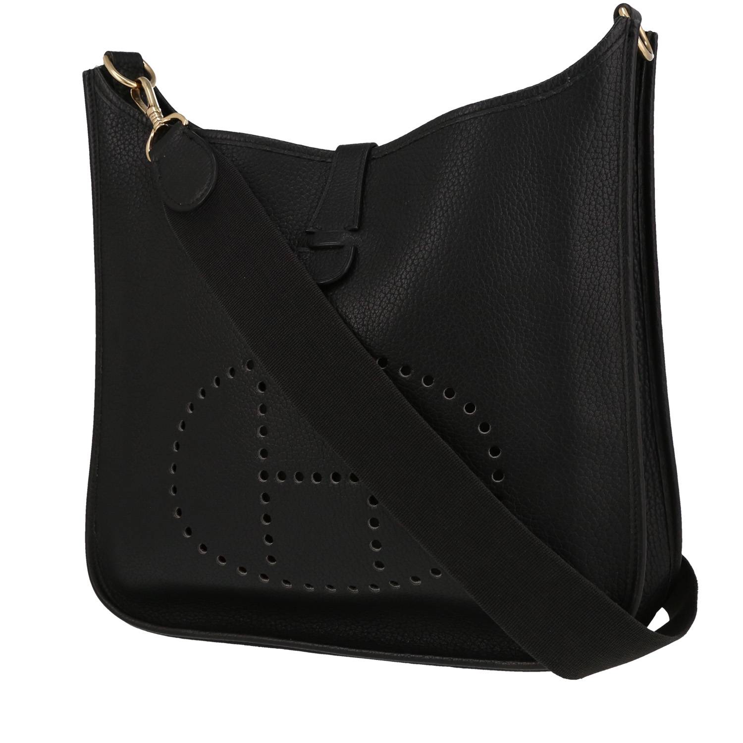 Hermès  Evelyne shoulder bag  in black Fjord leather - 00pp