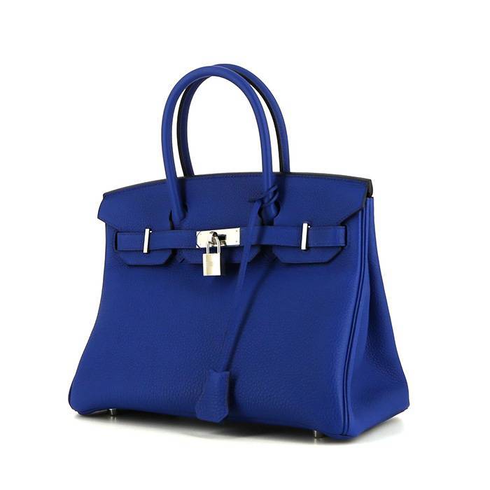 Hermes Birkin Handbag Blue Epsom with Palladium Hardware 30 Blue