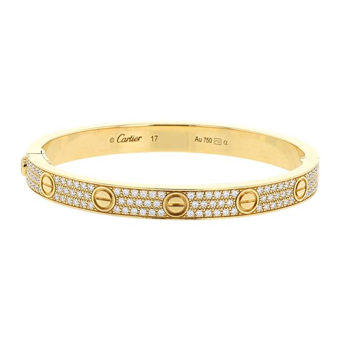 Menda City welzijn Handvest Cartier Love pavé bracelet in yellow gold and diamonds, size 17 | auctionlab