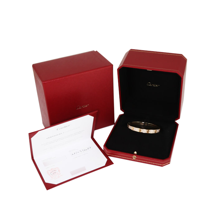 Cartier Love pavé bracelet in yellow gold and diamonds, size 17 - Detail D2