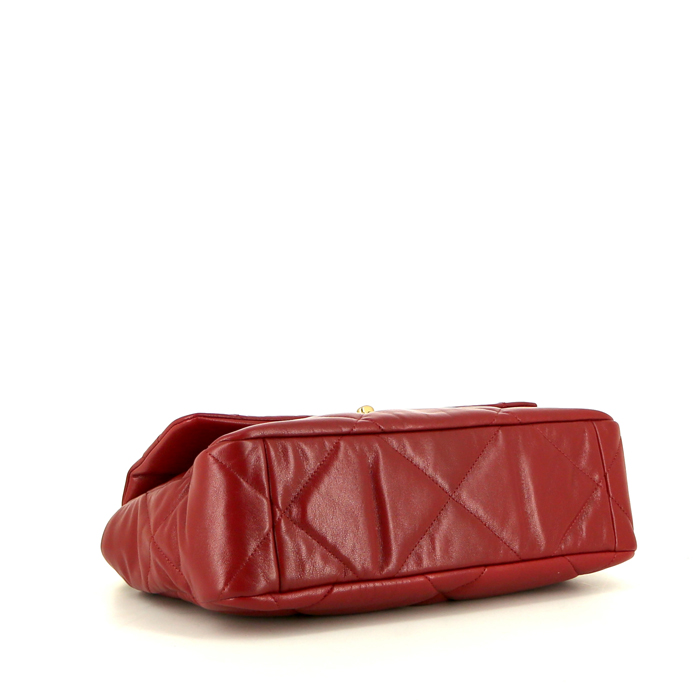 Chanel 19 shoulder bag in raspberry pink leather - Detail D5