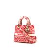 Dior Lady Dior medium model handbag in white and red canvas - 00pp thumbnail