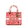 Borsa Dior Lady Dior modello medio in tela bianca e rossa con motivo - 360 thumbnail