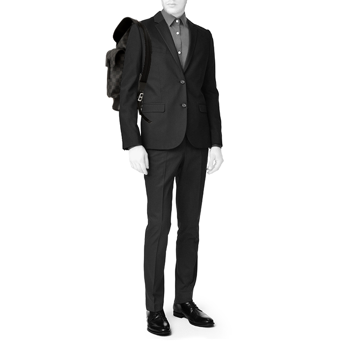 Louis Vuitton Christopher backpack in grey Graphite damier canvas and mate black leather - Detail D1