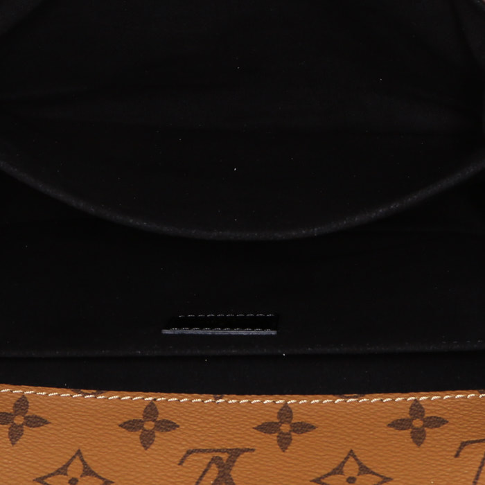 Borsa a tracolla Louis Vuitton Metis in tela monogram "Reverso" marrone e pelle marrone - Detail D3