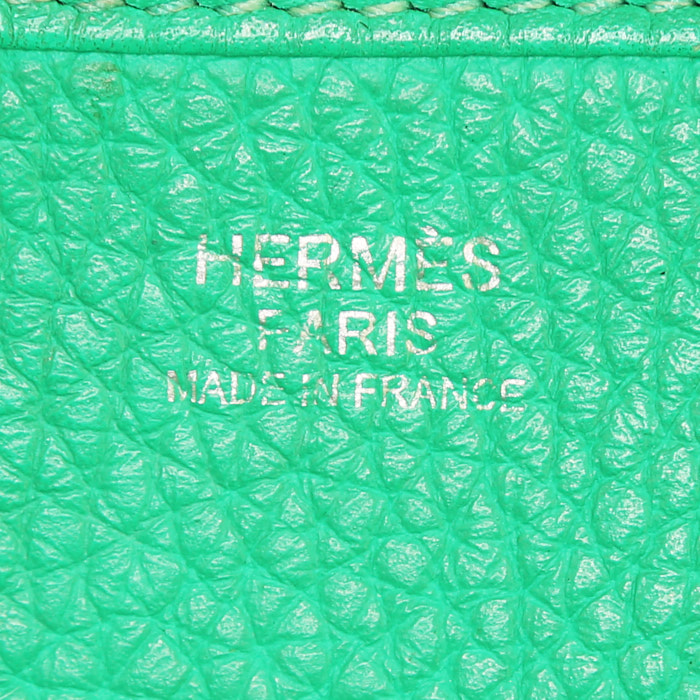 Hermes Evelyne shoulder bag in green leather - Detail D3