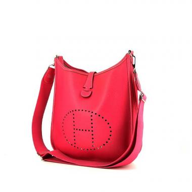 Bolso bandolera Hermes Evelyne en cuero rosa