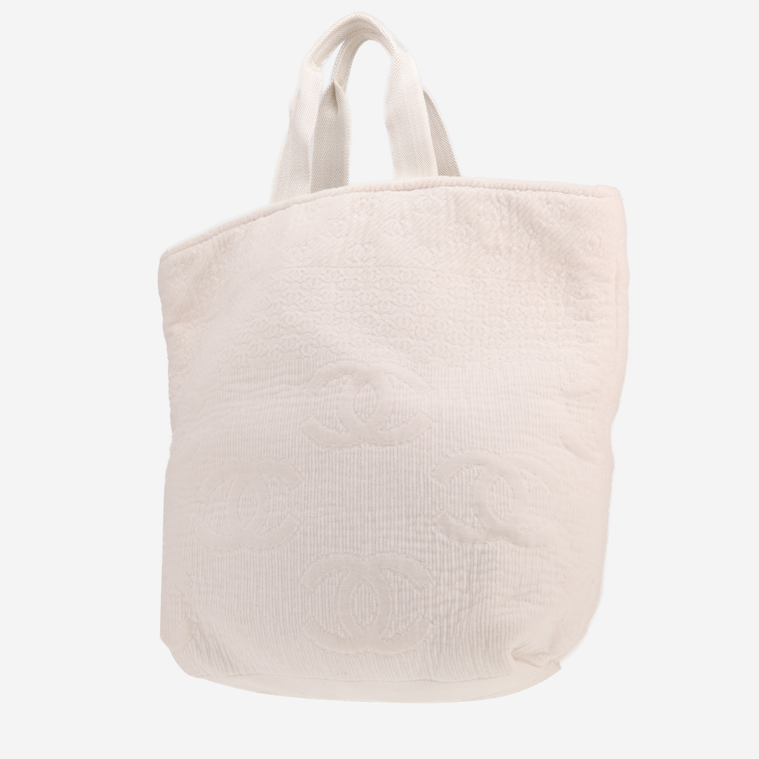 Chanel shopping bag in white terry fabric