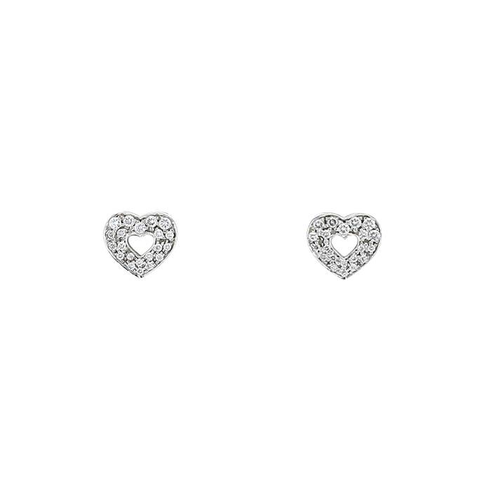 Poiray Coeur Secret small model small earrings in white gold and diamonds - 00pp