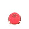 Borsa a tracolla Chanel Round on Earth in pelle martellata e trapuntata rosa - 360 thumbnail