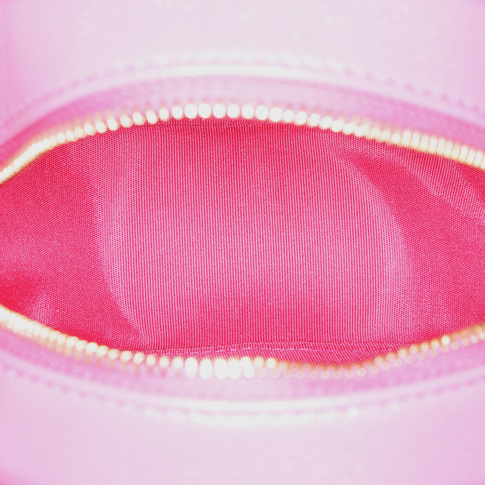 Bolso bandolera Chanel Round on Earth en cuero granulado acolchado rosa - Detail D2