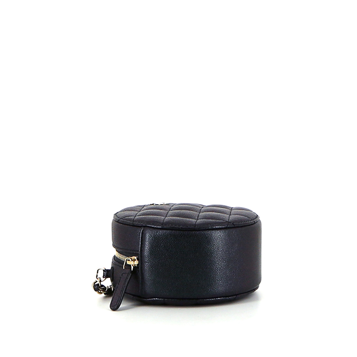 Chanel Round on Earth shoulder bag in black quilted leather - Detail D4