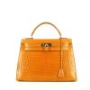 Hermes Kelly 32 cm handbag in orange porosus crocodile - 360 thumbnail