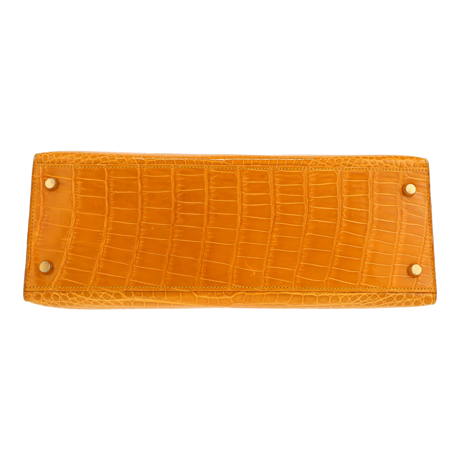 Hermès  Kelly 32 cm handbag  in orange porosus crocodile - Detail D1