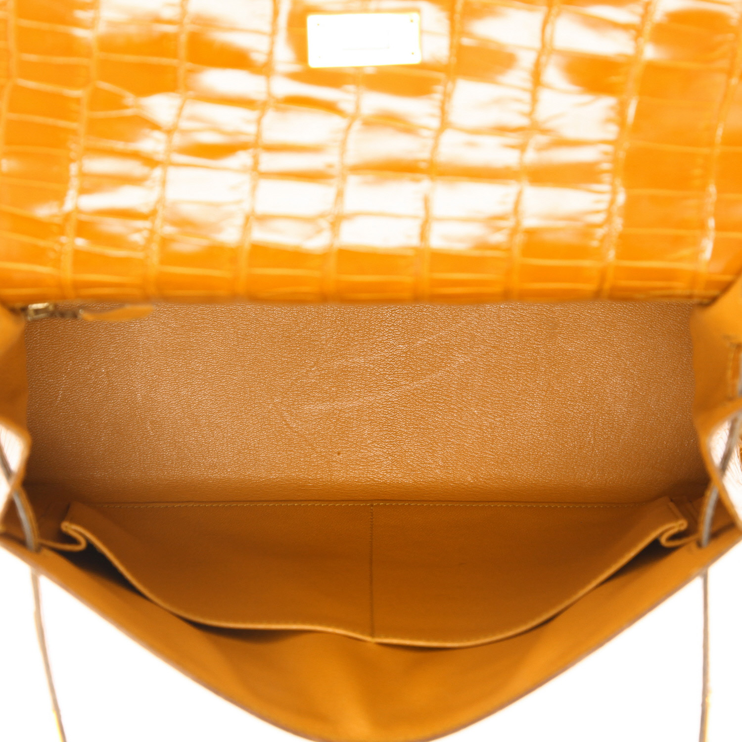 Hermès  Kelly 32 cm handbag  in orange porosus crocodile - Detail D3