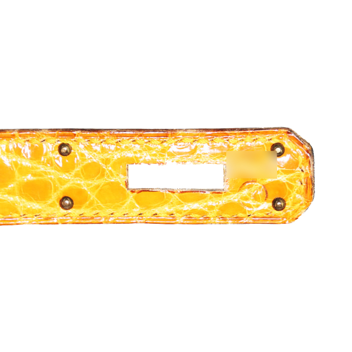 Hermès  Kelly 32 cm handbag  in orange porosus crocodile - Detail D5