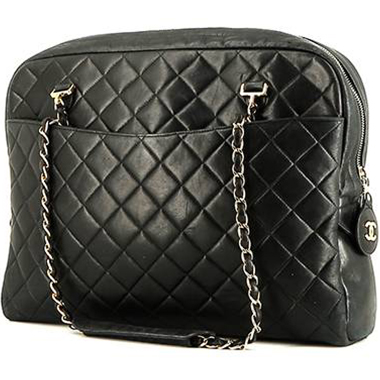 Bolso de mano Chanel  Vintage en cuero acolchado negro