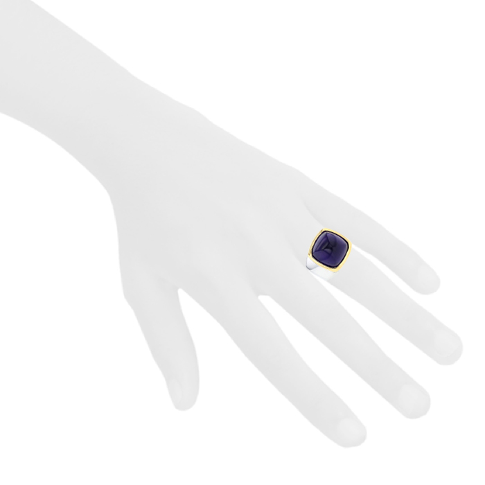 Fred Pain de Sucre large model ring in white gold,  yellow gold and amethyst - Detail D1