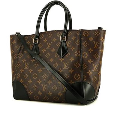 Bolso de mano Louis Vuitton Phenix en lona Monogram marrón y cuero negro