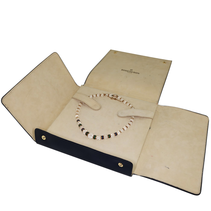 Collar época años 80 Boucheron en oro amarillo,  cristal de roca y crisoprasa - Detail D2