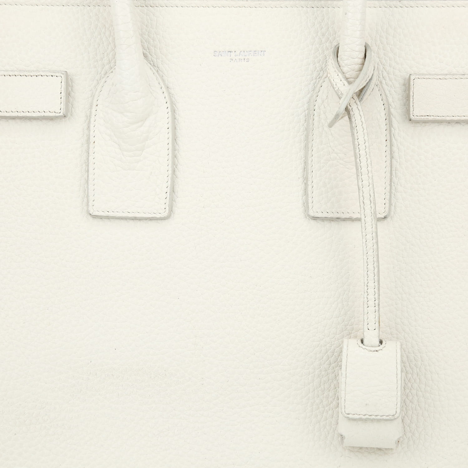 Bolso de mano Saint Laurent en cuero blanco - Detail D1