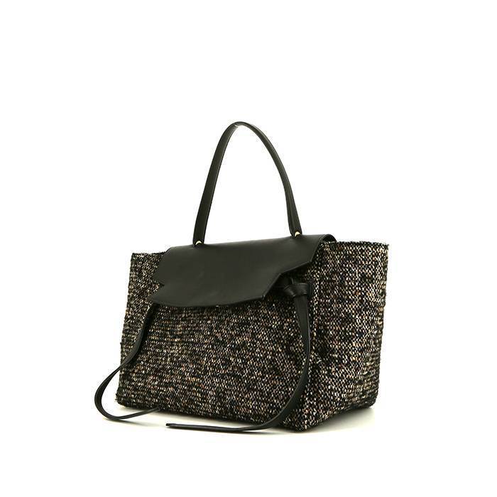 Celine Belt medium model handbag in black leather and tweed - 00pp