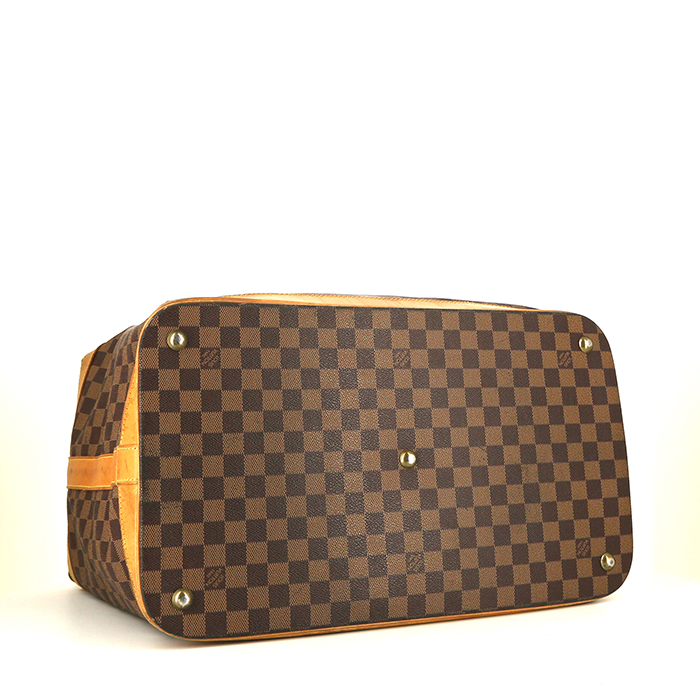 Sac de voyage Louis Vuitton Cruiser 45 en toile damier enduite ébène et cuir naturel - Detail D4