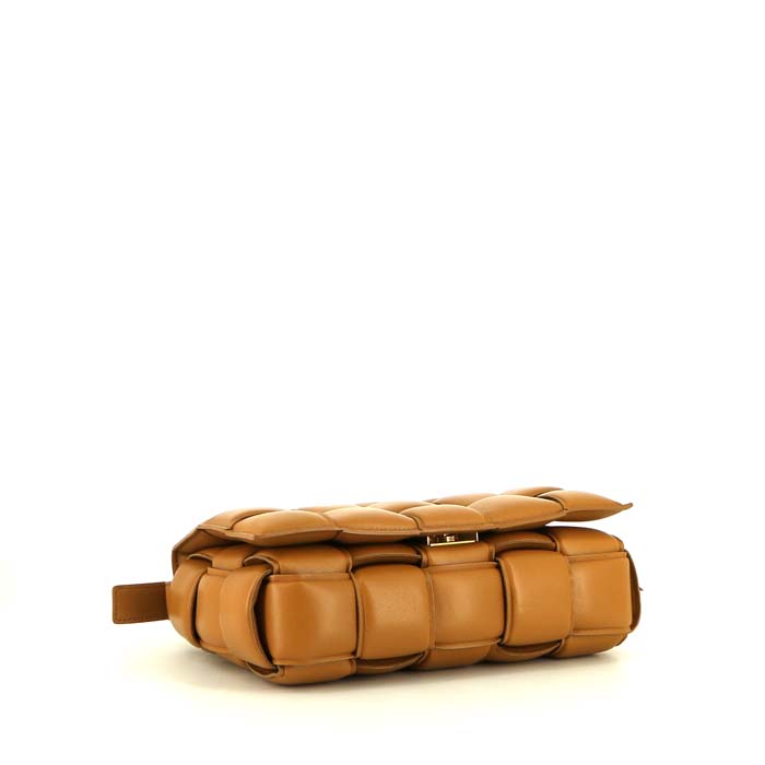 Borsa Bottega Veneta Padded Cassette in pelle intrecciata marrone caramello - Detail D4