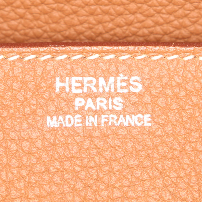 Hermes Birkin 35 cm handbag in gold togo leather - Detail D4