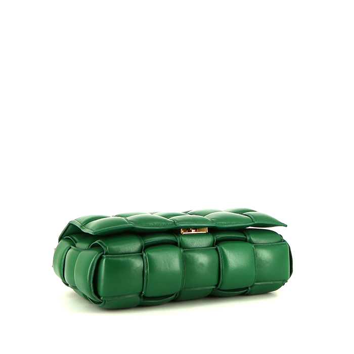 Bottega Veneta Padded shoulder bag in green braided leather - Detail D4
