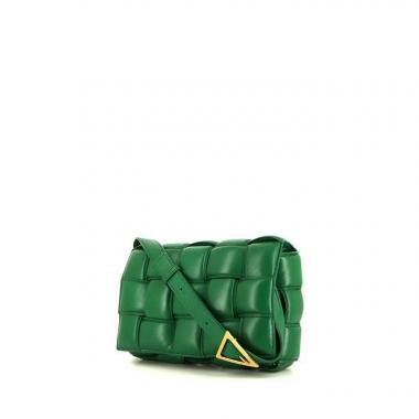Bolso bandolera Bottega Veneta Padded en cuero trenzado verde
