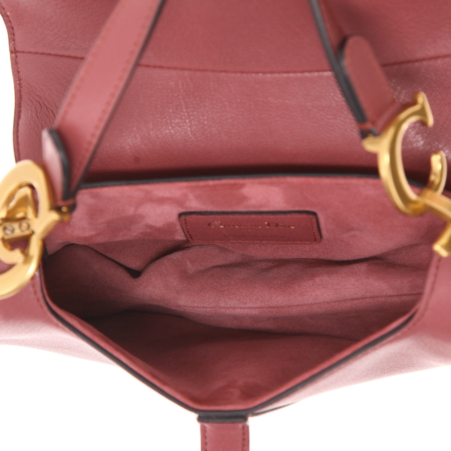 Sac à main Dior  Saddle petit modèle  en cuir grainé rose - Detail D3