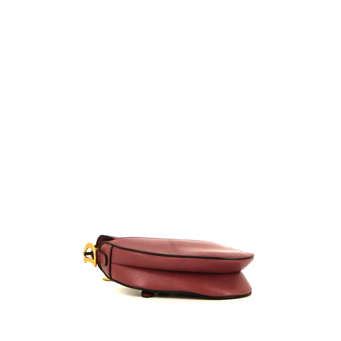 Dior  Saddle mini  handbag  in pink grained leather - Detail D4