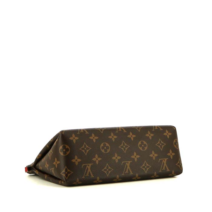 Pochette Louis Vuitton in tela monogram marrone e tela cerata rossa - Detail D4