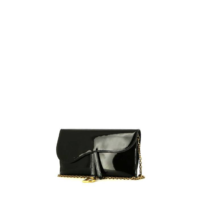 Dior Pochette Saddle clutch in black patent leather - 00pp
