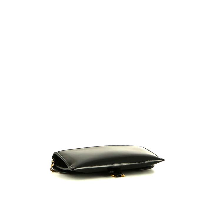 Pochette da sera Dior Pochette Saddle in pelle verniciata nera - Detail D5