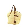 Saint Laurent Downtown small model handbag in natural raphia and brown leather - 00pp thumbnail